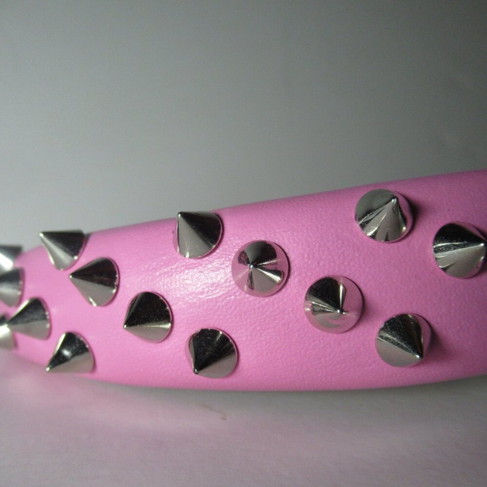 1 Black & 1 Pink Pleather Studded Spiked Headband Punk Alternative Goth Emo New - Picture 6 of 14